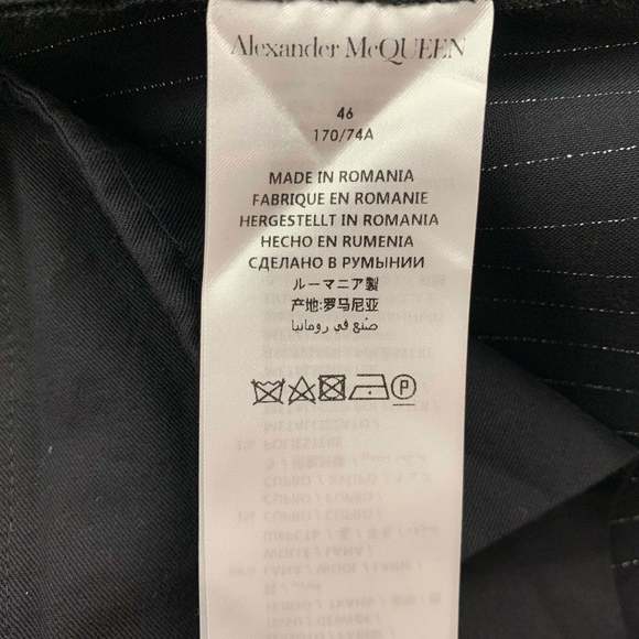 ALEXANDER MCQUEEN Black Silver Stripe Wool Blend Notch Lapel Suit - Picture 12 of 12